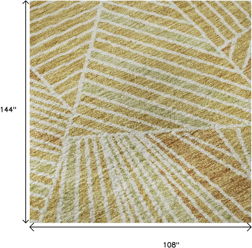 Gold And Beige Geometric Washable Area Rug With UV Protection Photo 9