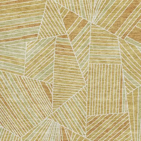 Gold And Beige Geometric Washable Area Rug With UV Protection Photo 4