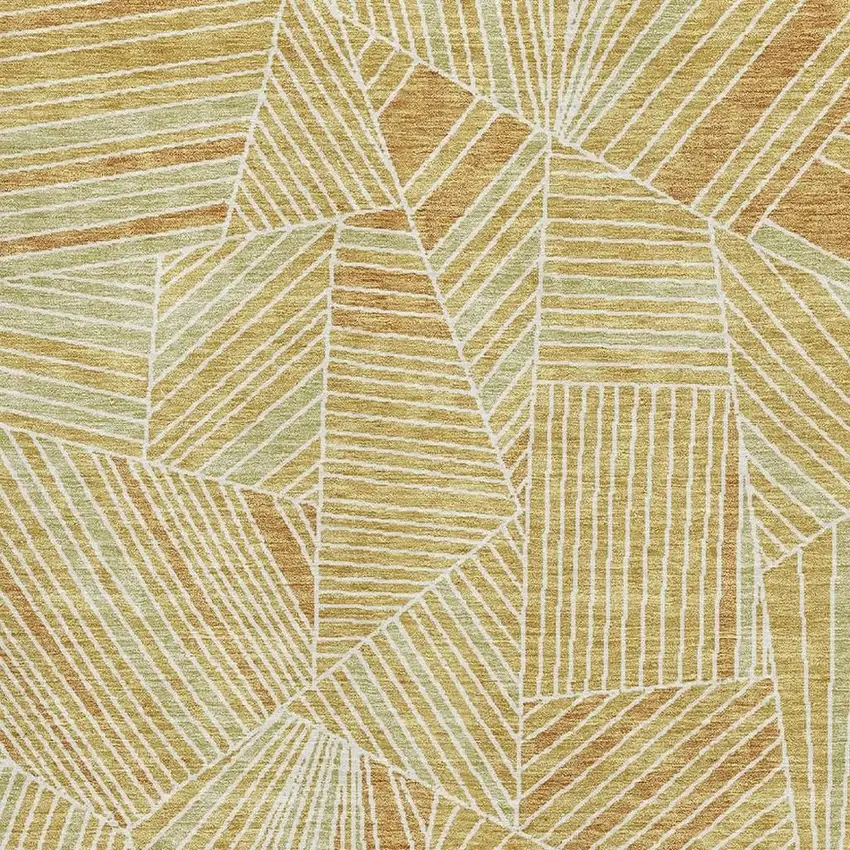 Gold And Beige Geometric Washable Area Rug With UV Protection Photo 4