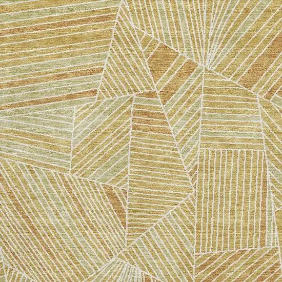Gold And Beige Geometric Washable Area Rug With UV Protection Photo 3
