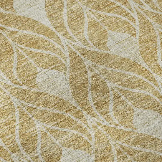 Gold And Beige Geometric Washable Area Rug With UV Protection Photo 9