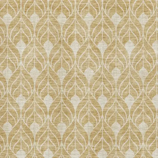 Gold And Beige Geometric Washable Area Rug With UV Protection Photo 2