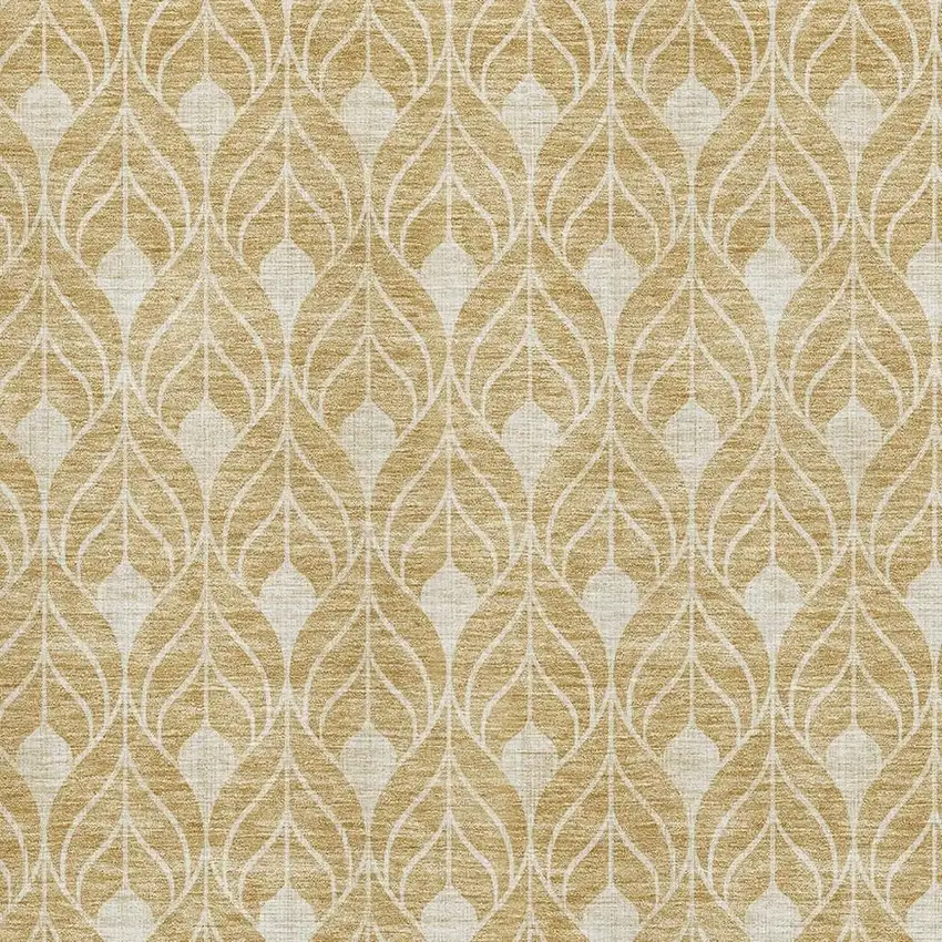 Gold And Beige Geometric Washable Area Rug With UV Protection Photo 2
