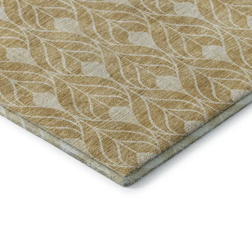 Gold And Beige Geometric Washable Area Rug With UV Protection Photo 7