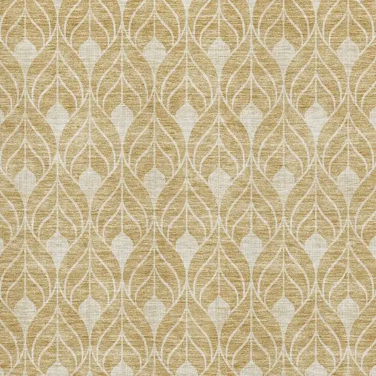Gold And Beige Geometric Washable Area Rug With UV Protection Photo 2