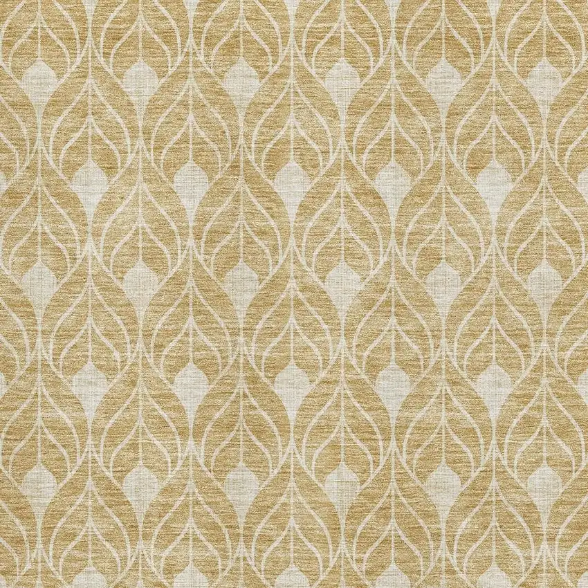 Gold And Beige Geometric Washable Area Rug With UV Protection Photo 2