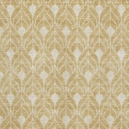 Gold And Beige Geometric Washable Area Rug With UV Protection Photo 2