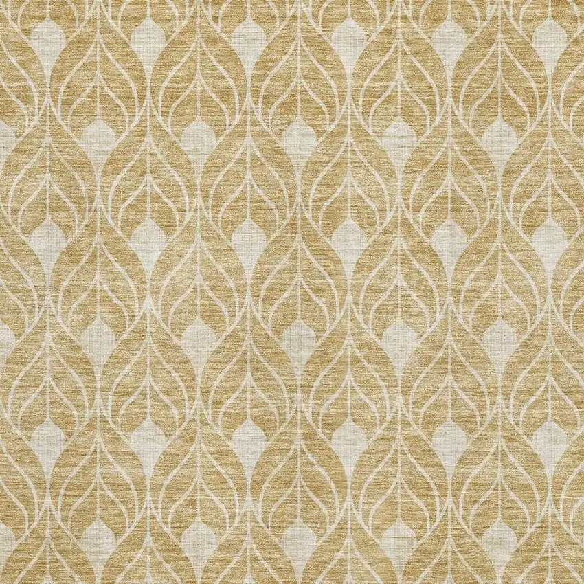 Gold And Beige Geometric Washable Area Rug With UV Protection Photo 2