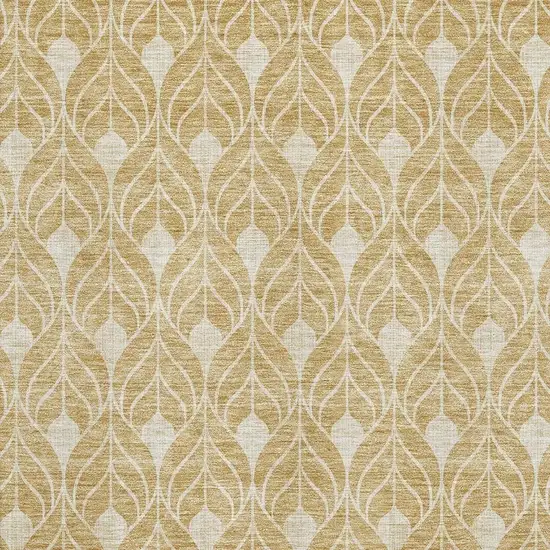 Gold And Beige Geometric Washable Area Rug With UV Protection Photo 2