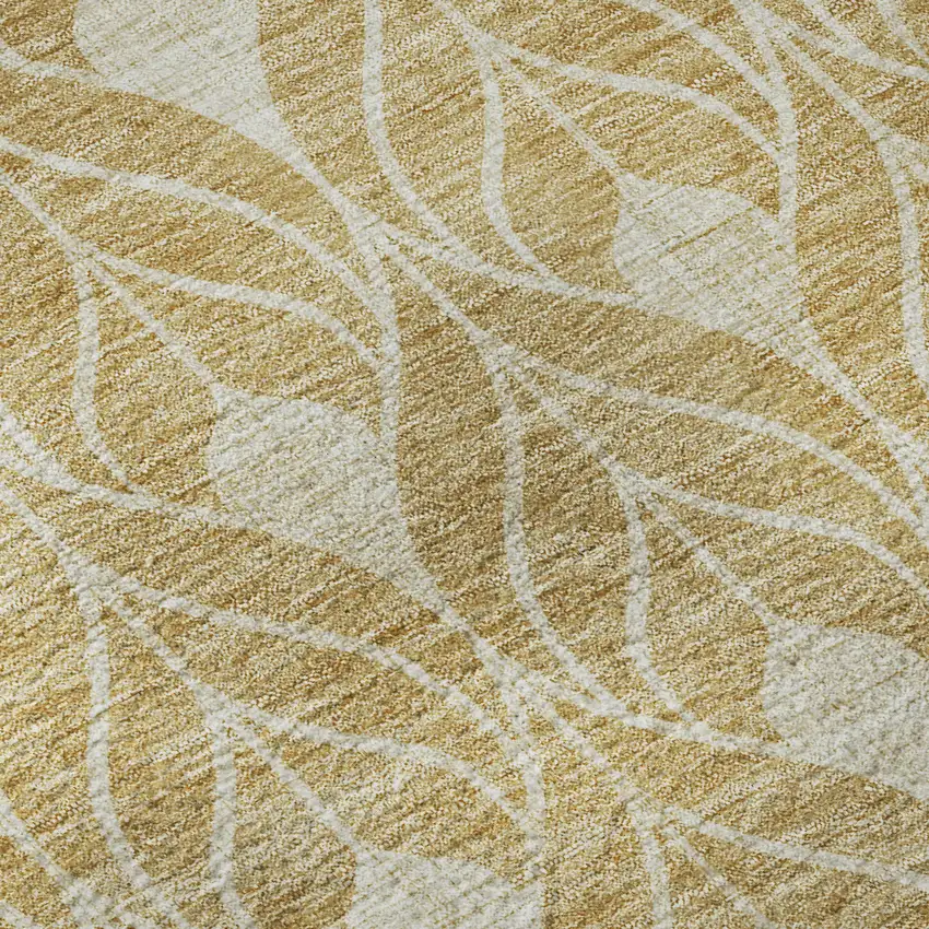 Gold And Beige Geometric Washable Area Rug With UV Protection Photo 9