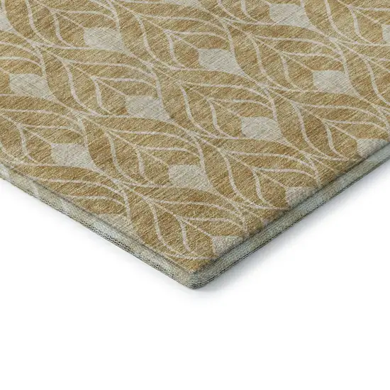 Gold And Beige Geometric Washable Area Rug With UV Protection Photo 8