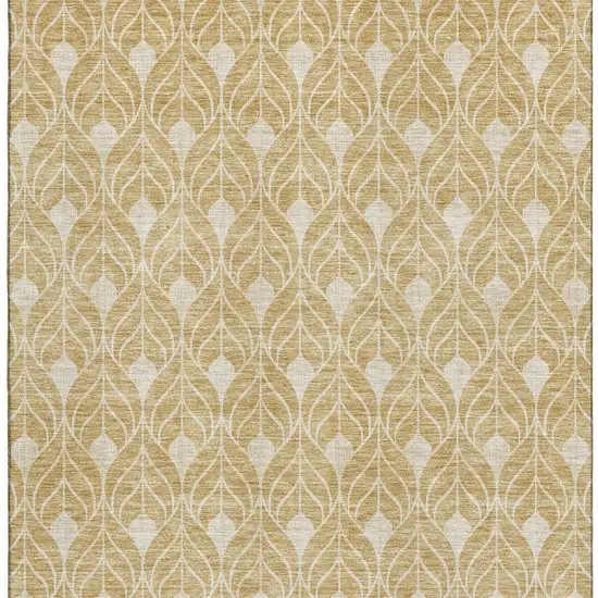 Gold And Beige Geometric Washable Area Rug With UV Protection Photo 2