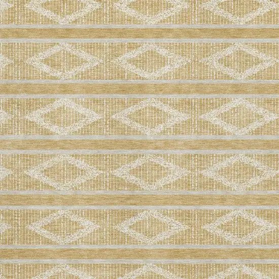 Gold And Beige Geometric Washable Area Rug With UV Protection Photo 2
