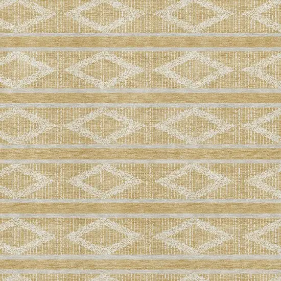 Gold And Beige Geometric Washable Area Rug With UV Protection Photo 2
