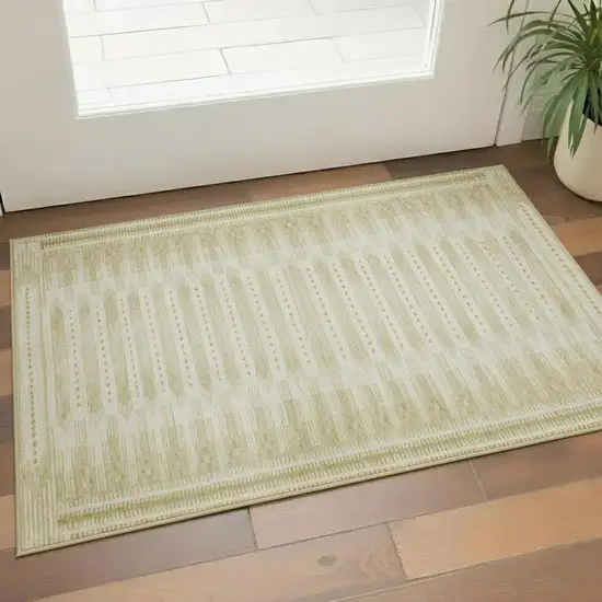 Gold And Beige Geometric Washable Area Rug With UV Protection Photo 2