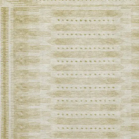 Gold And Beige Geometric Washable Area Rug With UV Protection Photo 3