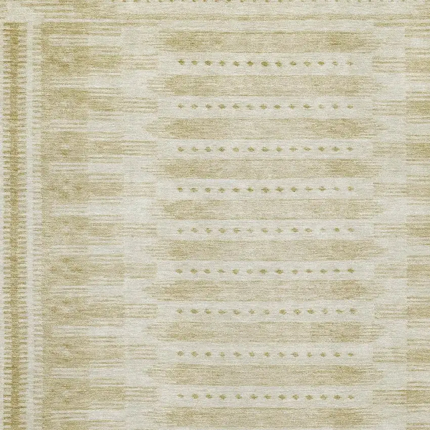 Gold And Beige Geometric Washable Area Rug With UV Protection Photo 3