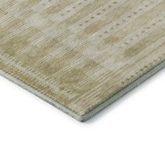 Gold And Beige Geometric Washable Area Rug With UV Protection Photo 8