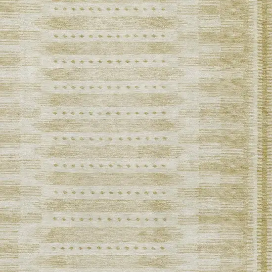 Gold And Beige Geometric Washable Area Rug With UV Protection Photo 3