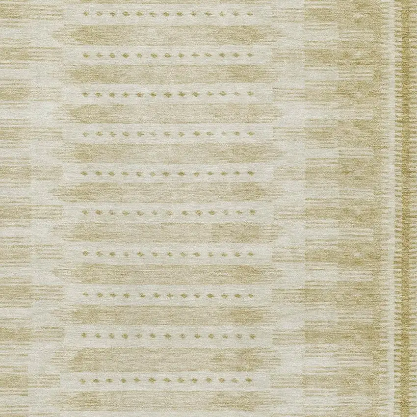 Gold And Beige Geometric Washable Area Rug With UV Protection Photo 3