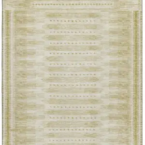 Photo of Gold And Beige Geometric Washable Area Rug With UV Protection