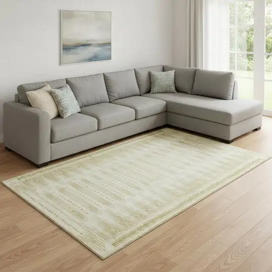 Gold And Beige Geometric Washable Area Rug With UV Protection Photo 2