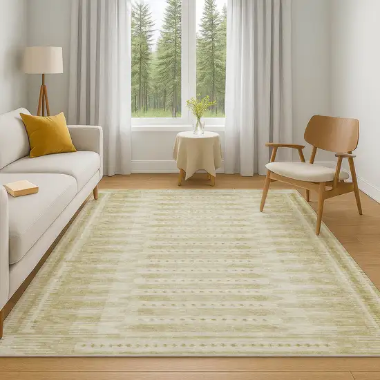 Gold And Beige Geometric Washable Area Rug With UV Protection Photo 6