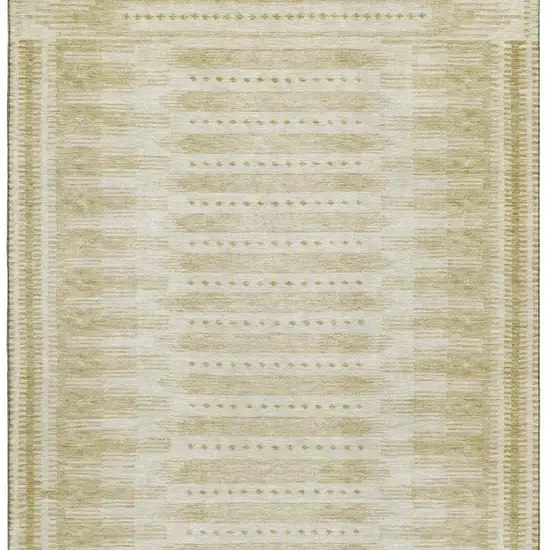 Gold And Beige Geometric Washable Area Rug With UV Protection Photo 4