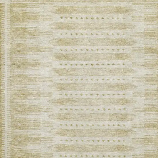 Gold And Beige Geometric Washable Area Rug With UV Protection Photo 3