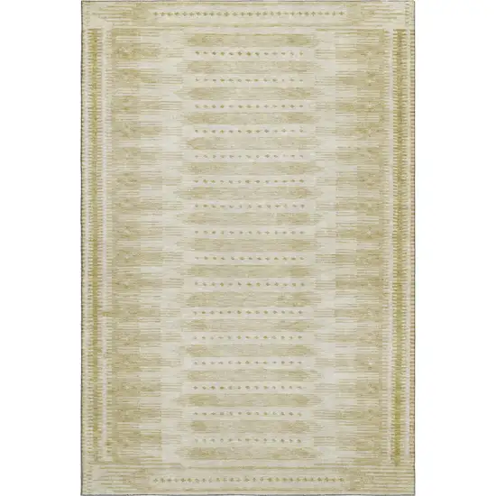 Gold And Beige Geometric Washable Area Rug With UV Protection Photo 1