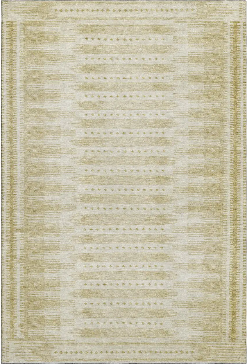 Gold And Beige Geometric Washable Area Rug With UV Protection Photo 1
