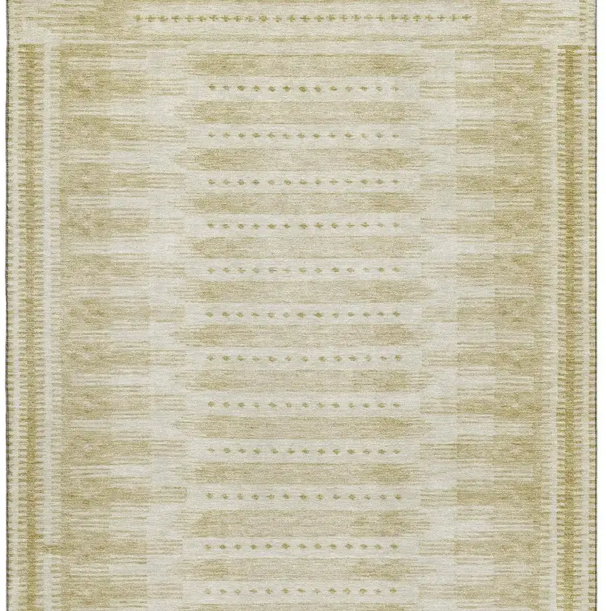 Gold And Beige Geometric Washable Area Rug With UV Protection Photo 4