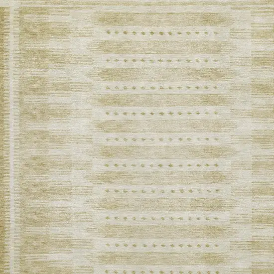 Gold And Beige Geometric Washable Area Rug With UV Protection Photo 3