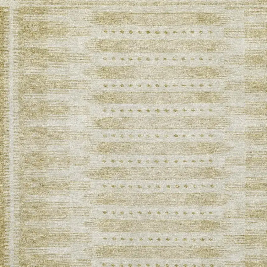 Gold And Beige Geometric Washable Area Rug With UV Protection Photo 3