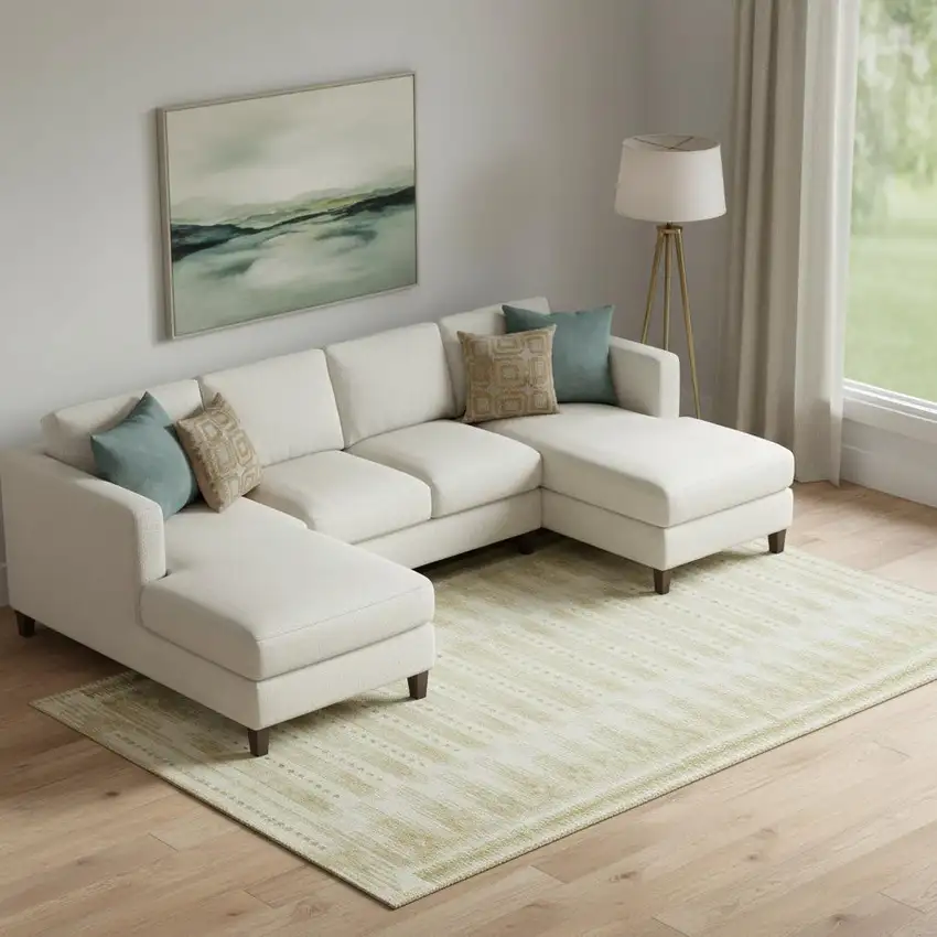 Gold And Beige Geometric Washable Area Rug With UV Protection Photo 2