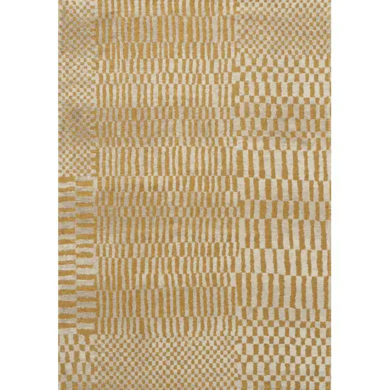 Gold And Beige Geometric Washable Area Rug With UV Protection Photo 2