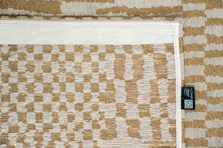 Gold And Beige Geometric Washable Area Rug With UV Protection Photo 6