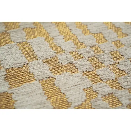Gold And Beige Geometric Washable Area Rug With UV Protection Photo 5
