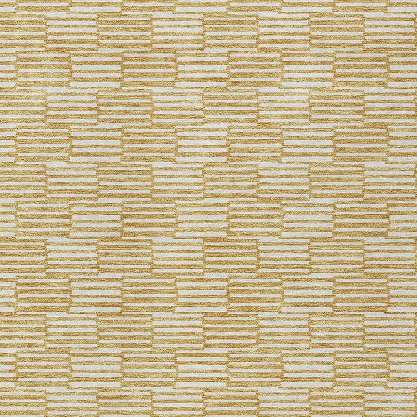 Gold And Beige Geometric Washable Indoor Outdoor Area Rug Photo 7