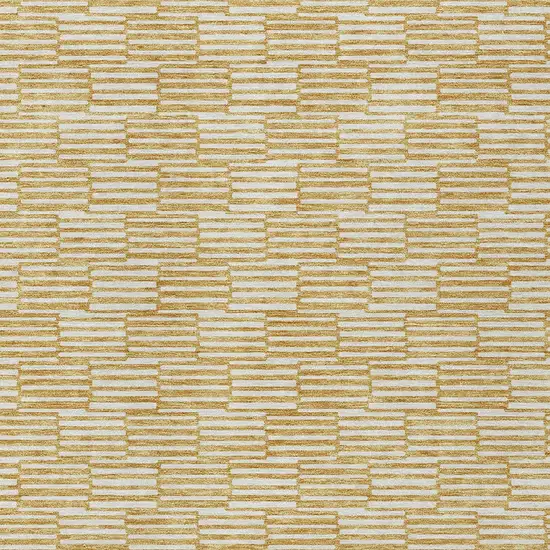 Gold And Beige Geometric Washable Indoor Outdoor Area Rug Photo 7