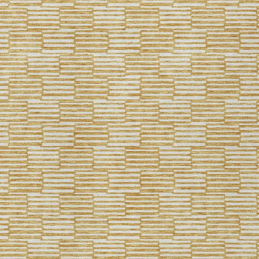Gold And Beige Geometric Washable Indoor Outdoor Area Rug Photo 7