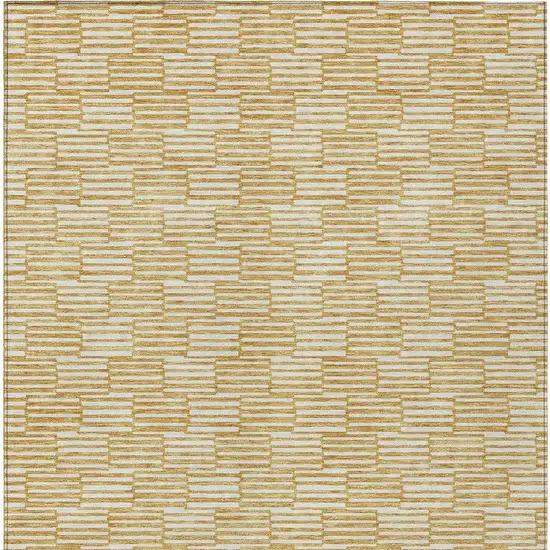 Gold And Beige Geometric Washable Indoor Outdoor Area Rug Photo 8