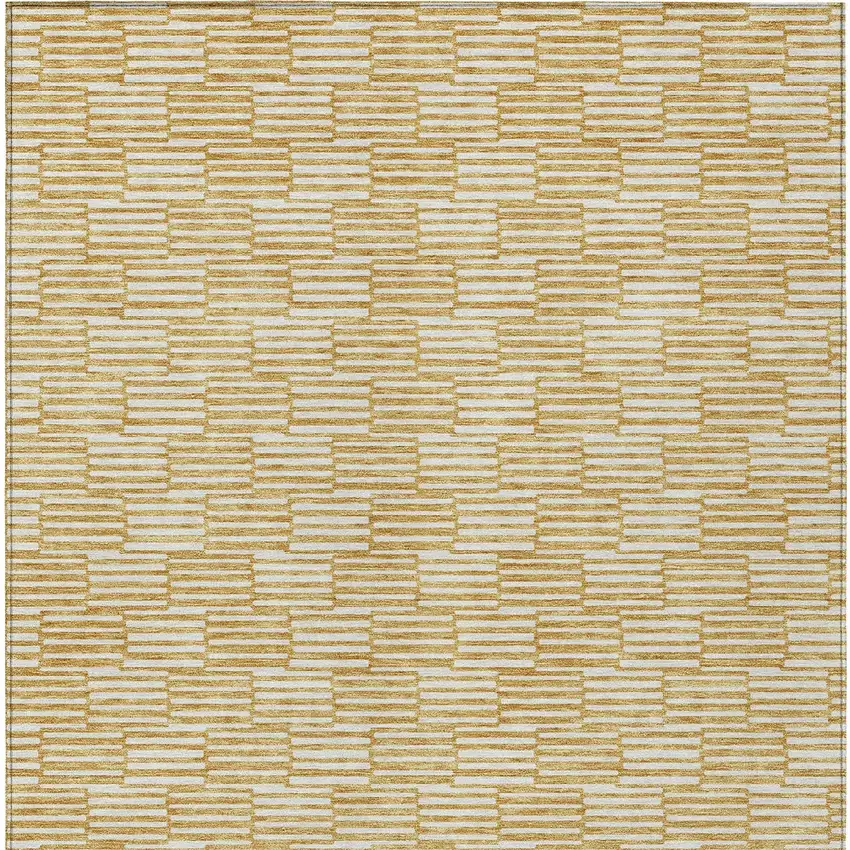 Gold And Beige Geometric Washable Indoor Outdoor Area Rug Photo 8