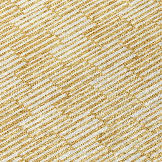 Gold And Beige Geometric Washable Indoor Outdoor Area Rug Photo 6