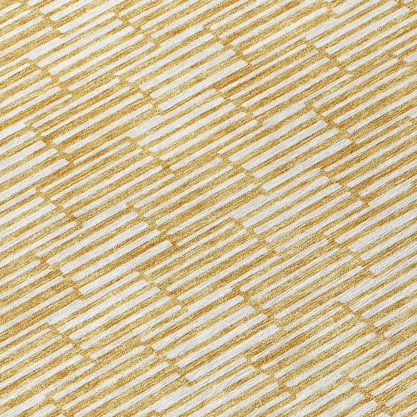 Gold And Beige Geometric Washable Indoor Outdoor Area Rug Photo 6