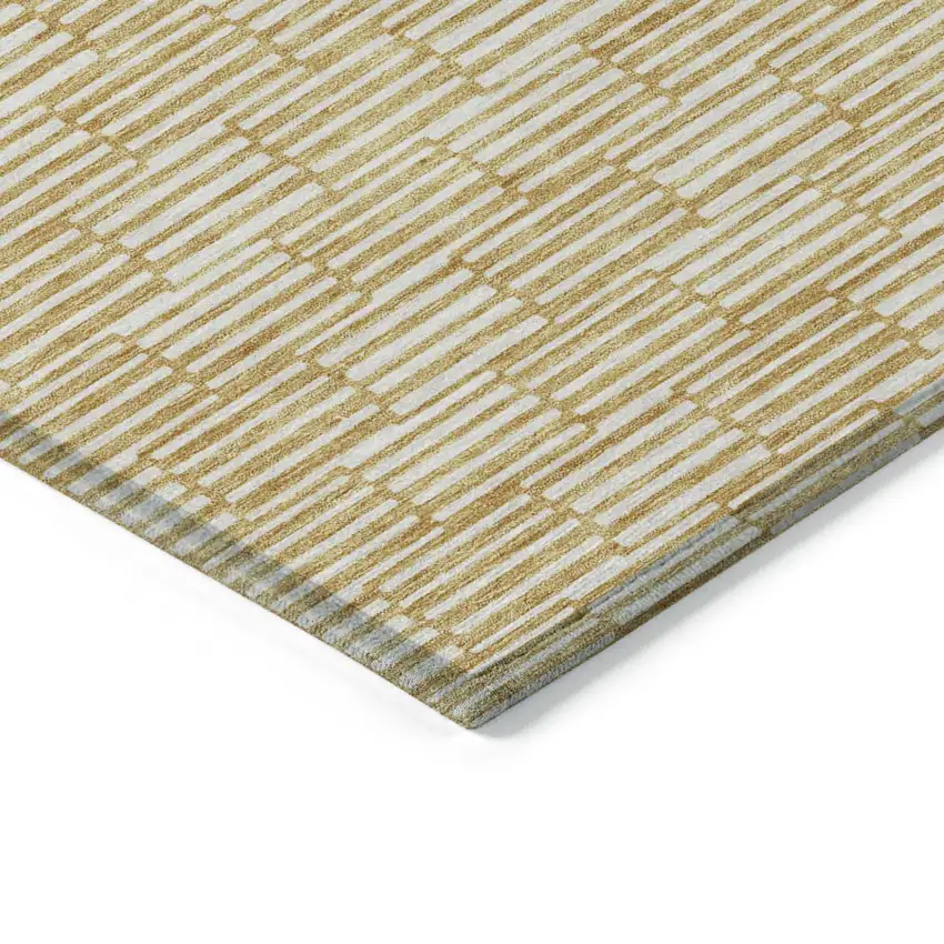 Gold And Beige Geometric Washable Indoor Outdoor Area Rug Photo 5