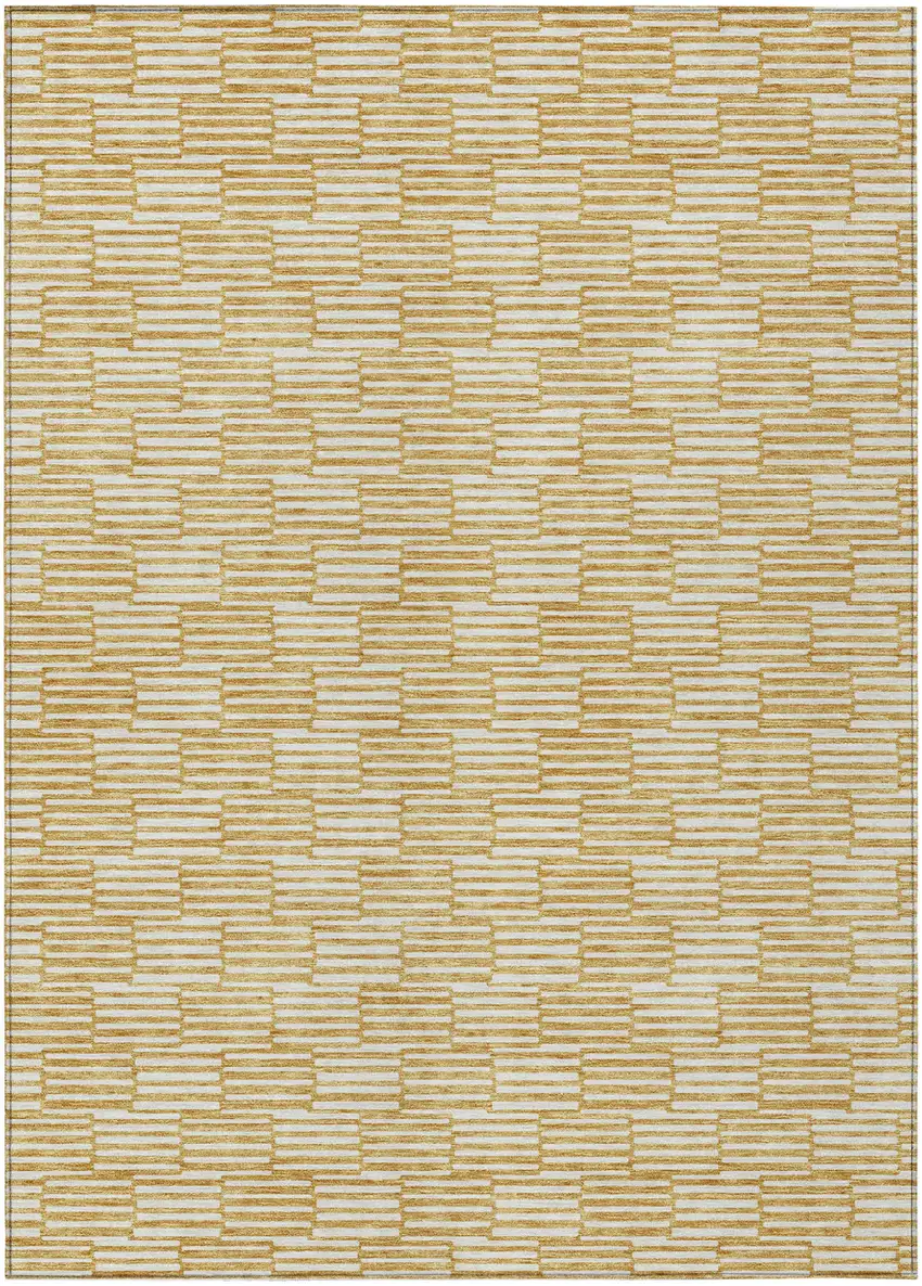 Gold And Beige Geometric Washable Indoor Outdoor Area Rug Photo 2