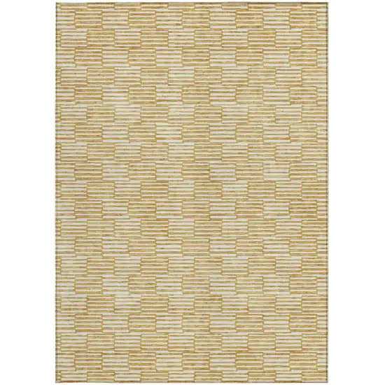 Gold And Beige Geometric Washable Indoor Outdoor Area Rug Photo 8