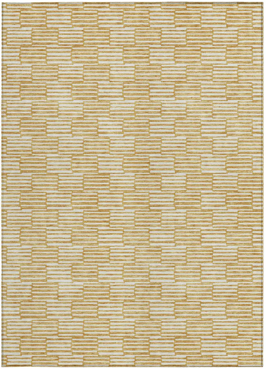 Gold And Beige Geometric Washable Indoor Outdoor Area Rug Photo 8