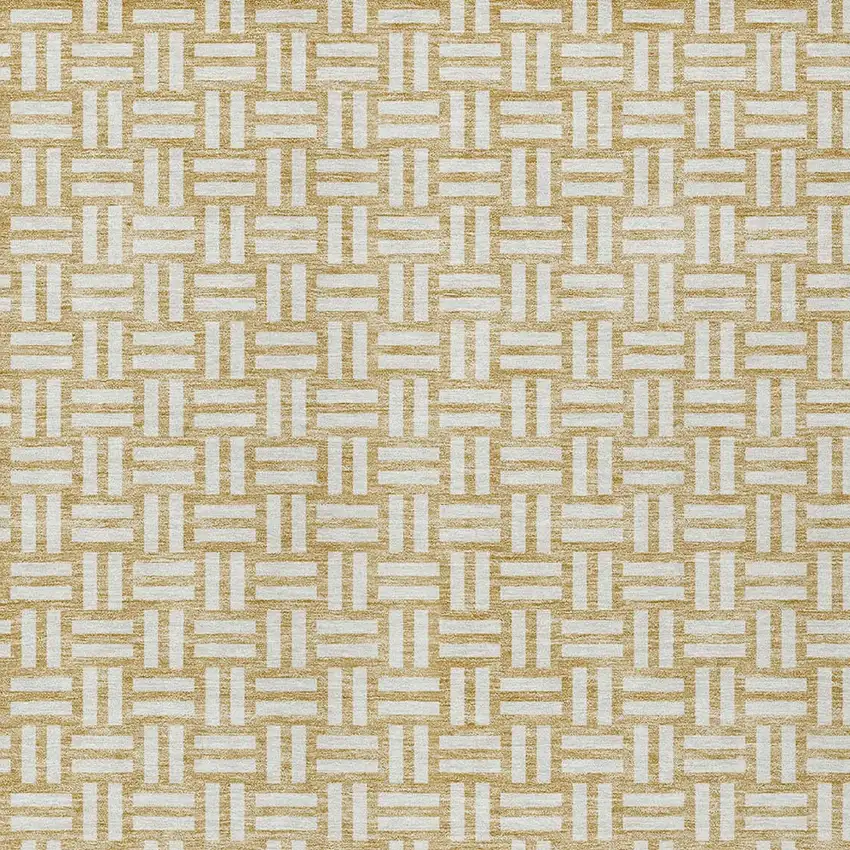 Gold And Beige Geometric Washable Indoor Outdoor Area Rug Photo 7